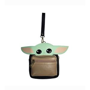 Loungefly Women's Star Wars Mandalorian Baby Yoda Handbag Wristlet 2 Zip Pockets